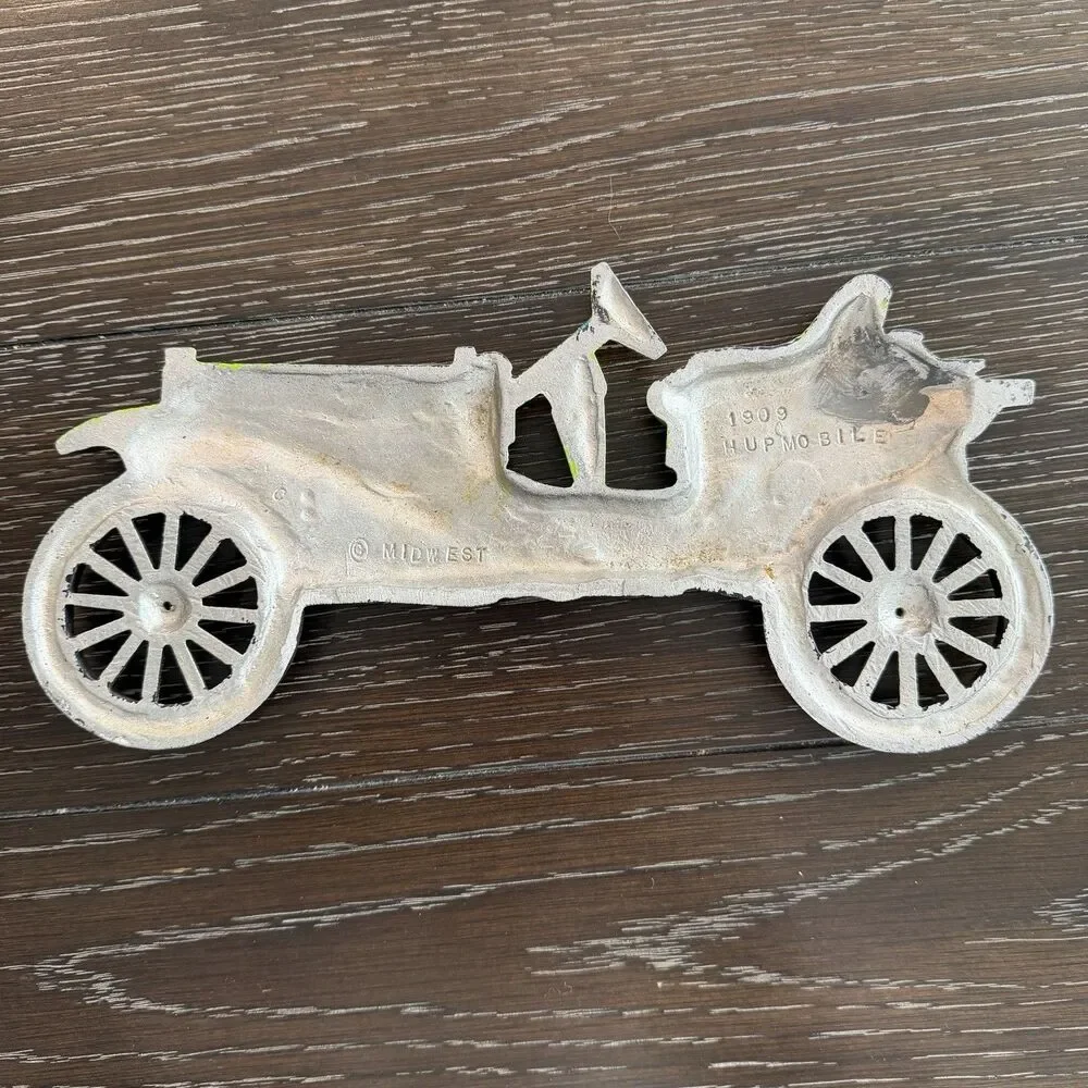 Vintage 1909 Hupmobile Car Hand Cast Aluminum Wall Art By Midwest Products Green